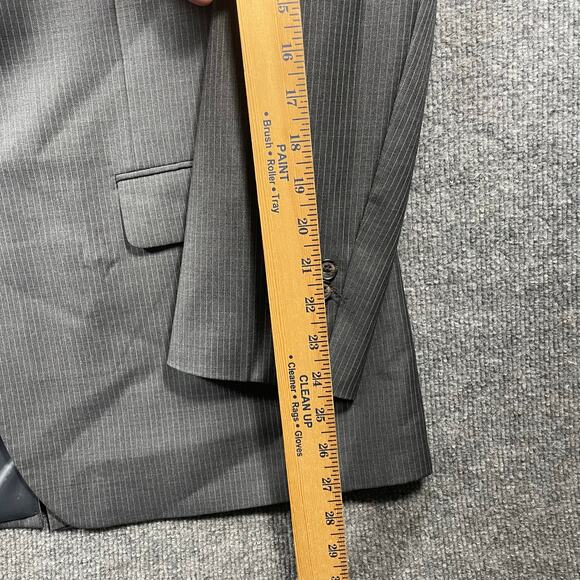 Ralph Lauren Wool Blazer Men's 44R Gray Pinstripe Single Breast Four Button Cuff - Picture 6 of 13